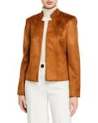 Faux Suede Open Front Jacket