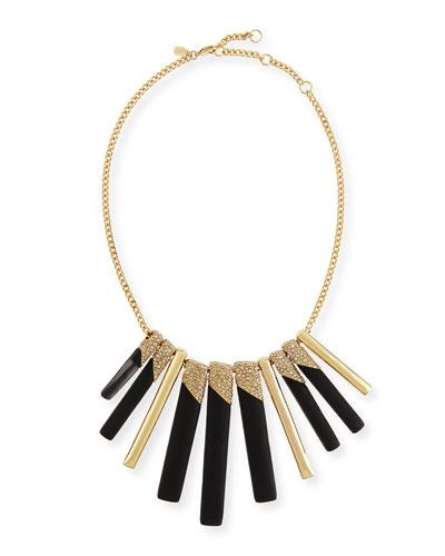 Tapered Stick Bib Necklace, Black