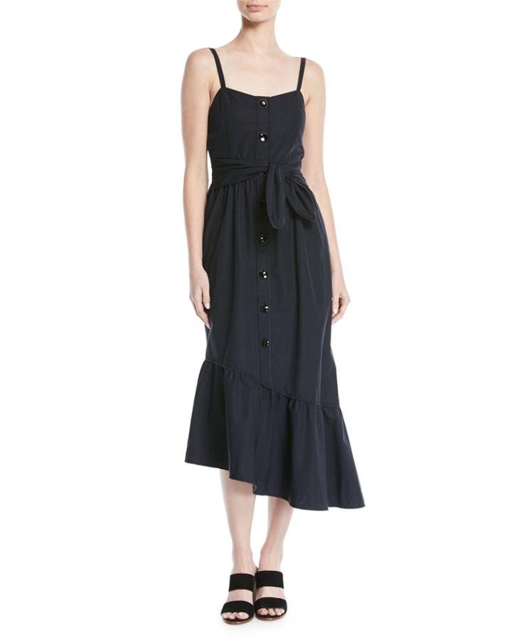 Asymmetric Button-front Cami Dress