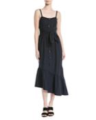 Asymmetric Button-front Cami Dress