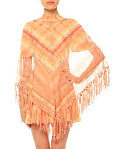 Crochet Mitered-stripe Poncho,