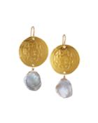 Coin Pearl-dangle Earrings