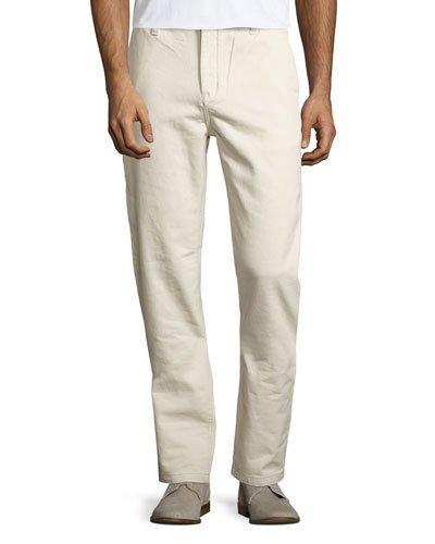Eddy Flat-front Chino Pants, Beige
