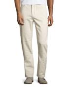 Eddy Flat-front Chino Pants, Beige