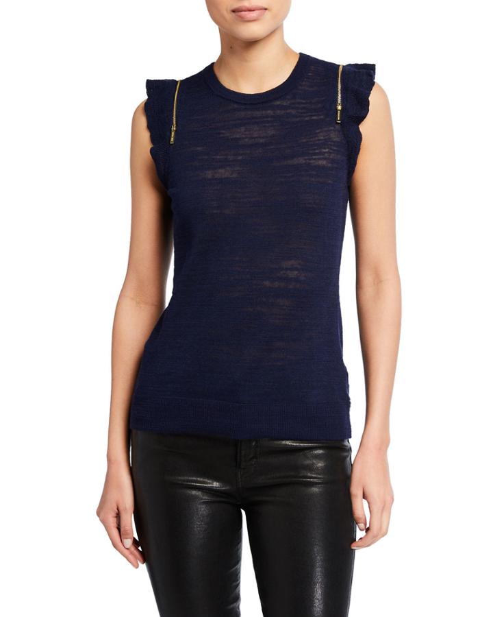 Zip-shoulder Sleeveless