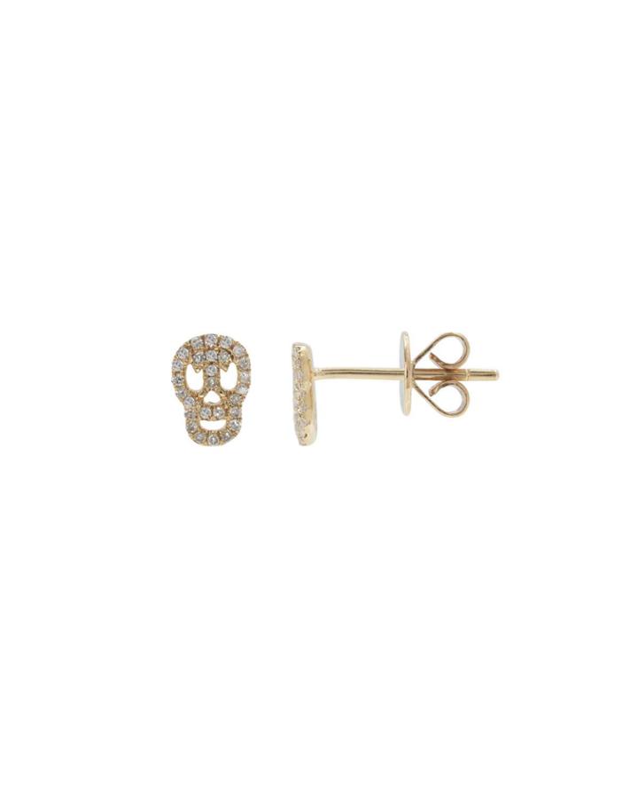 14k Gold Pave Diamond Skull