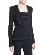 Satin-trim Tuxedo Jacket, Black