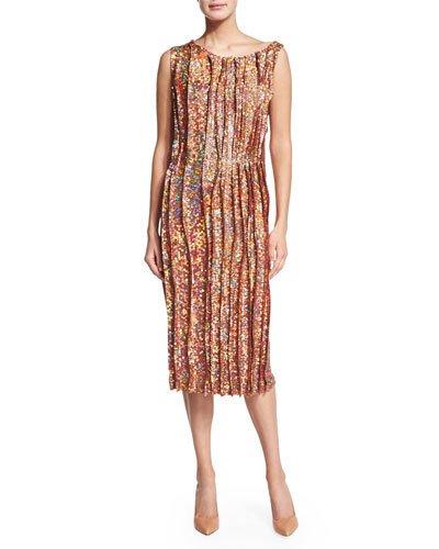 Sleeveless Sequined Cocktail Sheath Dress, Peanut
