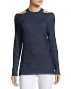 Brodly Cold-shoulder Metallic-knit