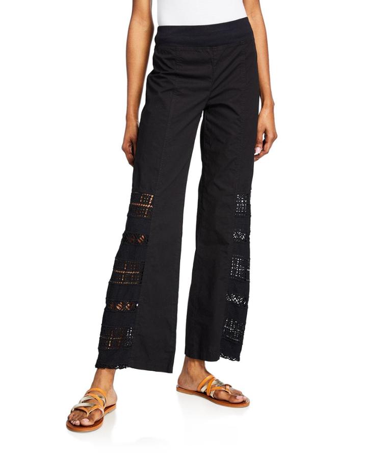 Mei Embroidered Woven Inset Pants