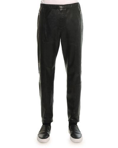 Leather Jogger Pant, Black