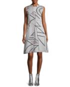 Sleeveless Multi-print Jacquard Dress