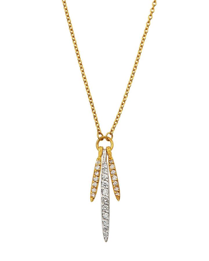 Whisper Diamond Pave 3-stick Pendant Necklace