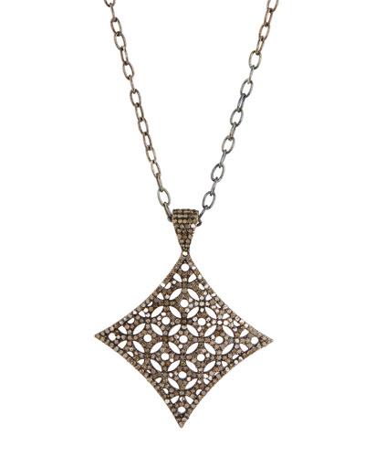 Geometric Pave Champagne Diamond Pendant Necklace