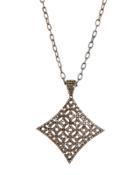 Geometric Pave Champagne Diamond Pendant Necklace