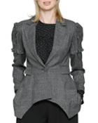 Linda Button-sleeve Plaid Blazer