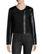 Lucia Mixed-media Zip Jacket, Black