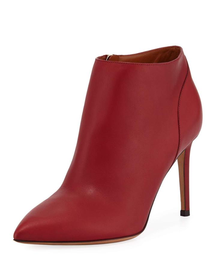 Smooth Leather Ankle Booties