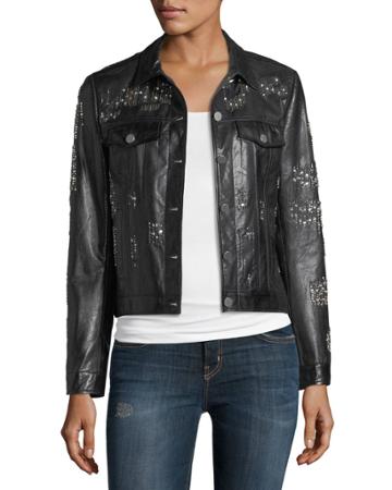 Leather Crystal Motorcycle Jacket