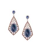 Sapphire & Garnet Kite Drop Earrings