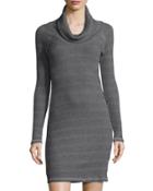 Ribbed Thermal Cowl-neck Dress