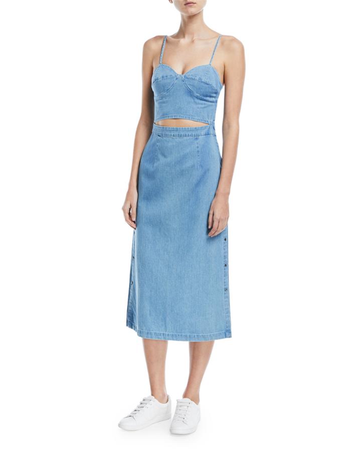 Peek-a-boo Corset A-line Denim Dress