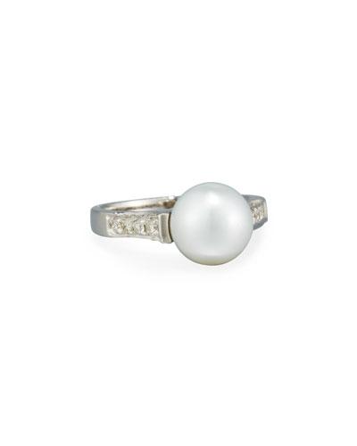14k South Sea Pearl & Diamond Ring