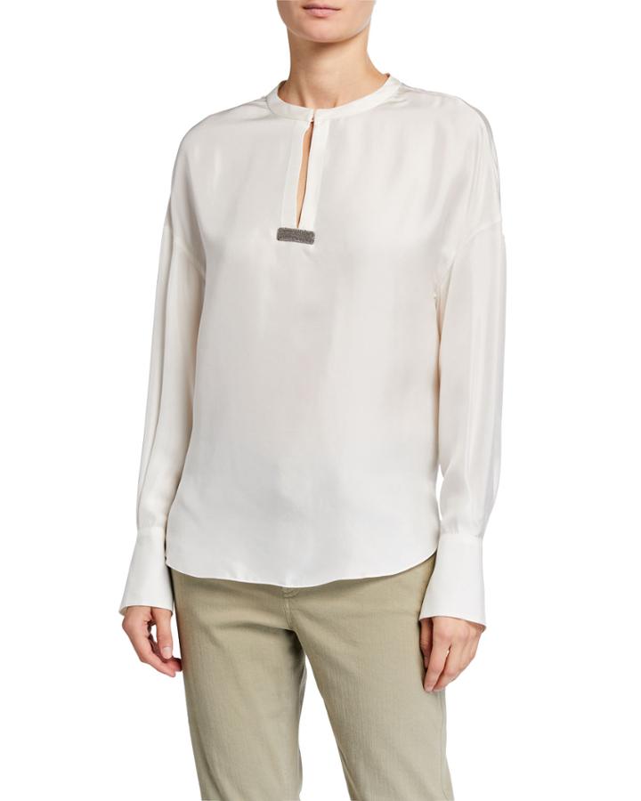Keyhole Monili Trim Long Sleeve