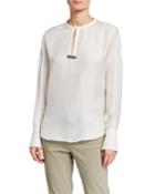 Keyhole Monili Trim Long Sleeve