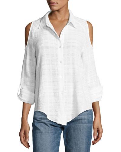 Natalia Gauze Check Cold-shoulder