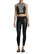Pare Zip-front Crop Top, Blue Pattern