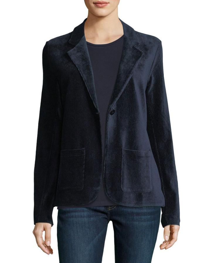 Single-button Velour Blazer