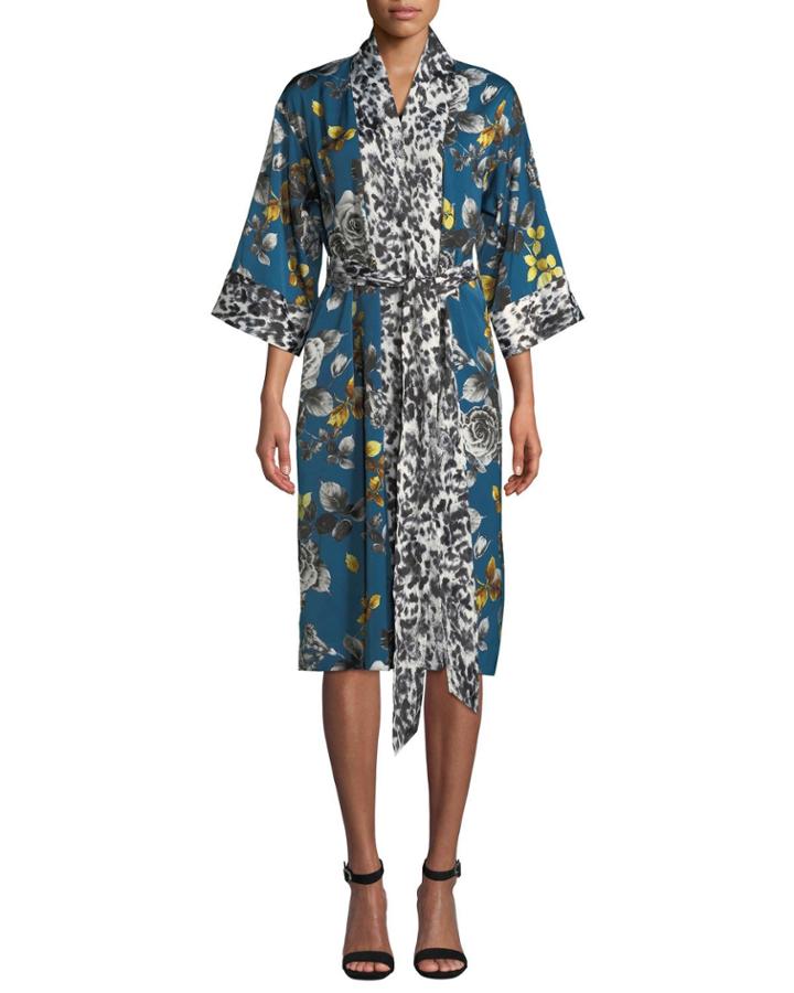 Rebel Mixed-print Kimono Jacket