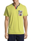 Woven-pocket Short-sleeve Henley