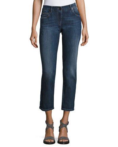 Low-rise Cropped Slim-fit Jeans,
