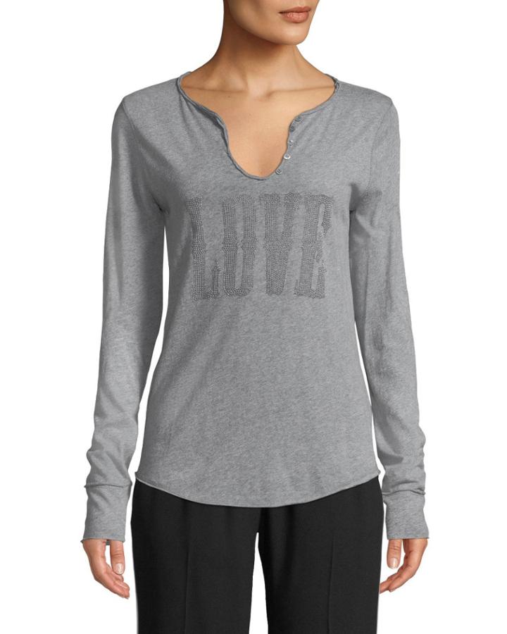 Love Rhinestone Long-sleeve Tee