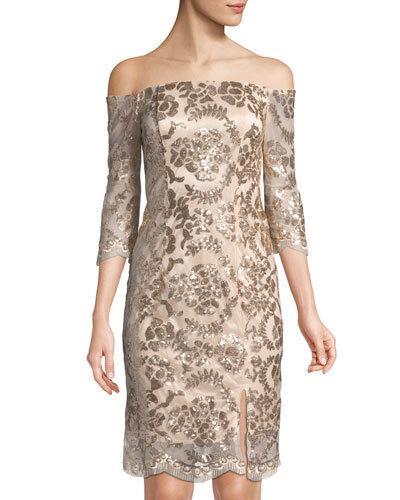 Off-the-shoulder Sequined