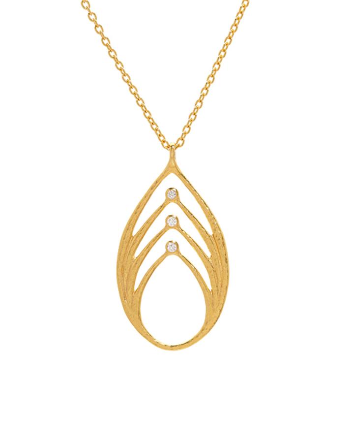 Delicate Geo Diamond Pear Wave Pendant Necklace