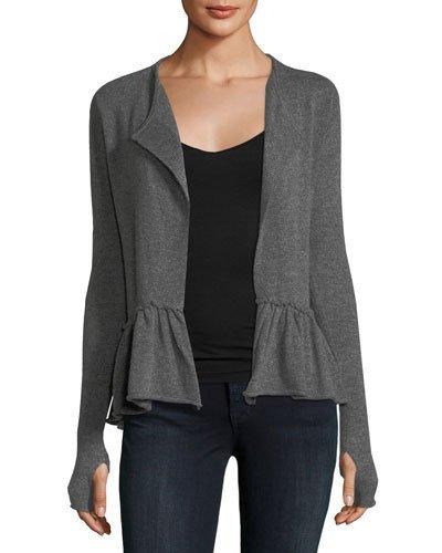 Cashmere Ruffle-bottom Cardigan