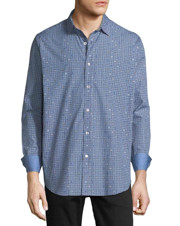Men's Classic-fit Button & Gingham Print
