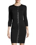 Fitted Lace-up Dress, Black