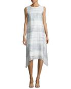 Romona Palmetto Crinkle-stripe A-line Dress,
