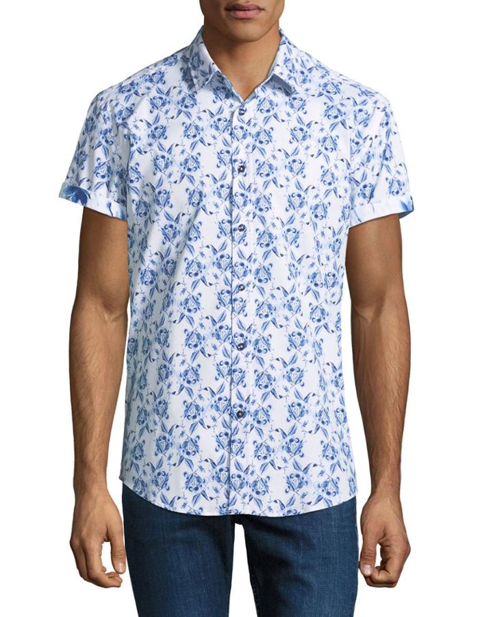 Classic-fit Cherry-toile Short-sleeve