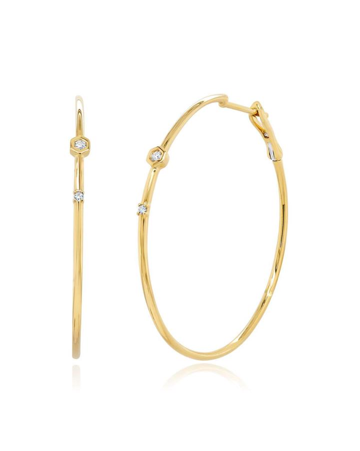 14k Large Hoop Earrings With Lovebolt Diamonds