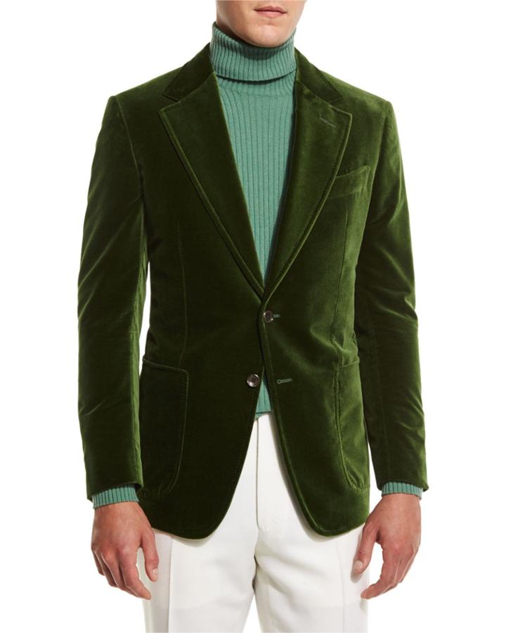 Shelton Base Velvet Sport Jacket, Grass Green