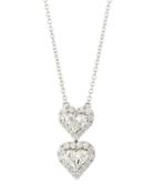 18k Diamond Double-heart Pendant Necklace,