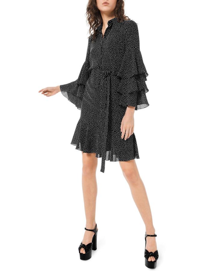 Polka-dot Tiered Bell-sleeve