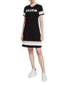 College Striped Logo Short-sleeve T-shirt Dress