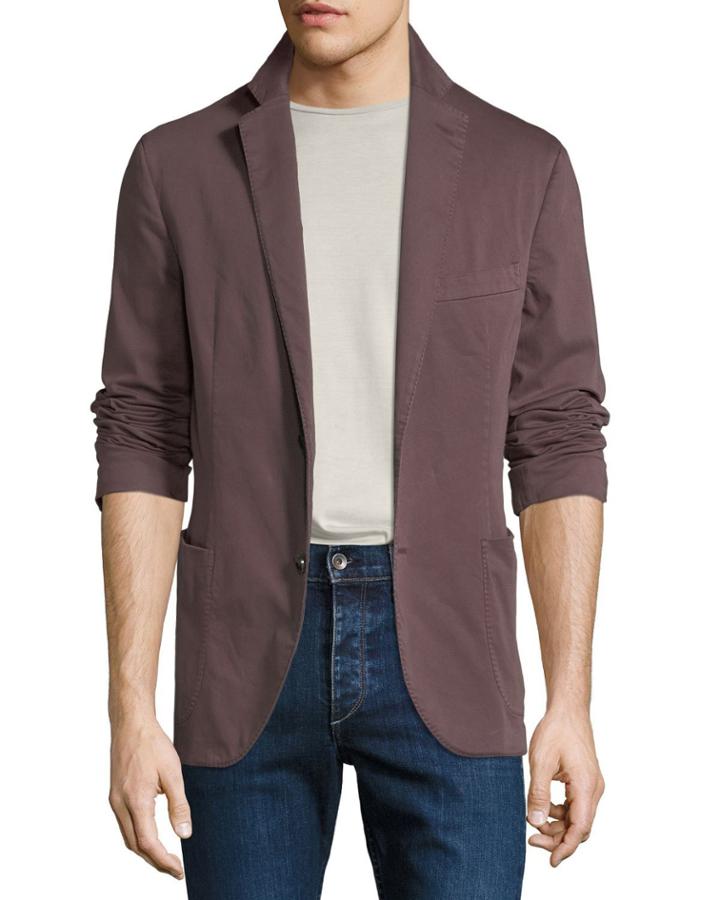 Men's Garment-washed Patched Jacket