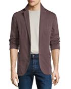 Men's Garment-washed Patched Jacket